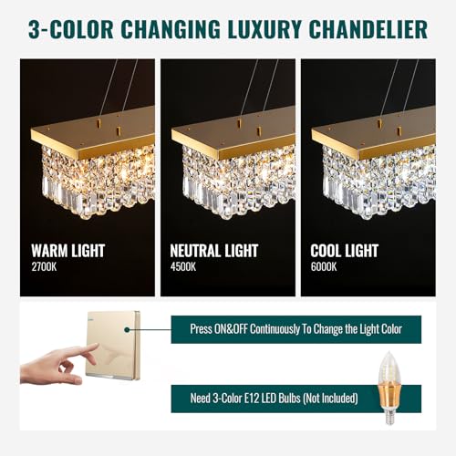 Modern Gold Rectangular Crystal Raindrop Chandelier