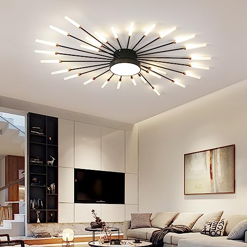 41.3" Ceiling Light Modern Flower Shape Ceiling Lamp for Living Room Dining Room Semi Flush Mount Metal Acrylic Sputnik Firework Petal LED Lighting Fixture