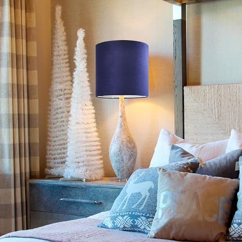 Drum Lamp Shades Set of 2 Small Blue Velvet Lampshade 10"Top×10"Bottom×10"High (2 Count)