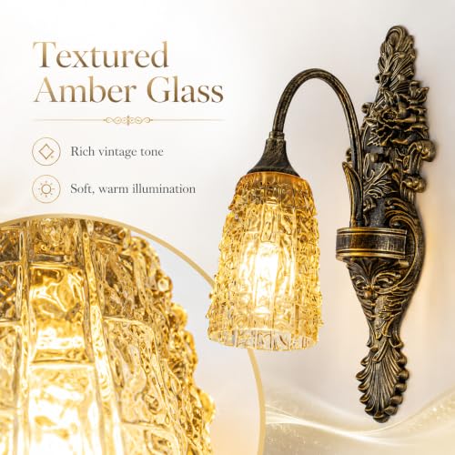 Rustic Antique Gothic Glass Wall Sconce for Bedroom