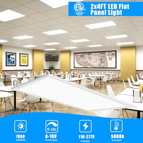 4 Pack 2x4 LED Flat Panel Light Drop Ceiling Fixture 7800LM (4 Count)