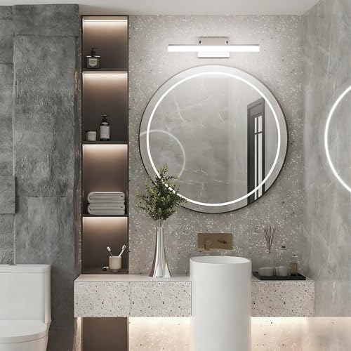 Brushed Nickel Vanity Light Adjustable 20 inch Modern LED Bathroom Light Fixtures Over Mirror Rotatable Vanity Lighting 5500K