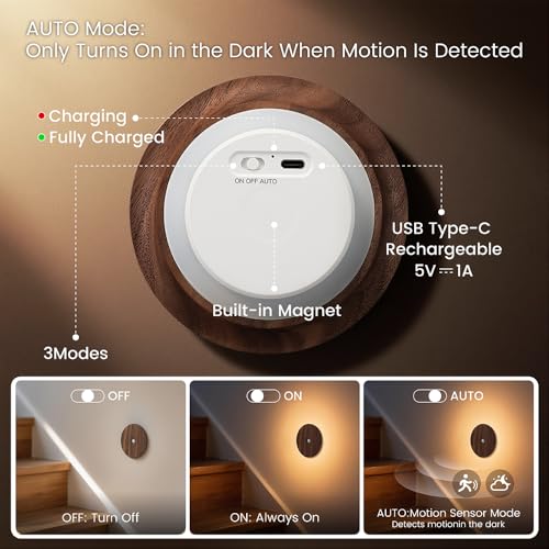Wood Motion Sensor Night Light Indoor