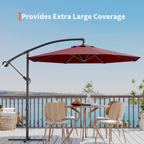 10FT Offset Patio Umbrella with Cross Base