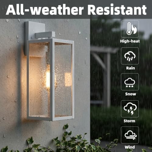 18inch 2pack Large Size Front Door Outdoor Wall Sconces for House White Exterior Wall Mount Lighting Fixtures for Balcony Porch & Patio Lights Wihte Large Outdoor Porch Light Outdoor Lamp for Garage