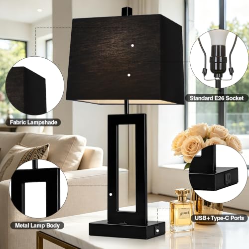 Black Bedside Table Lamp Set of 2 (2 Count)