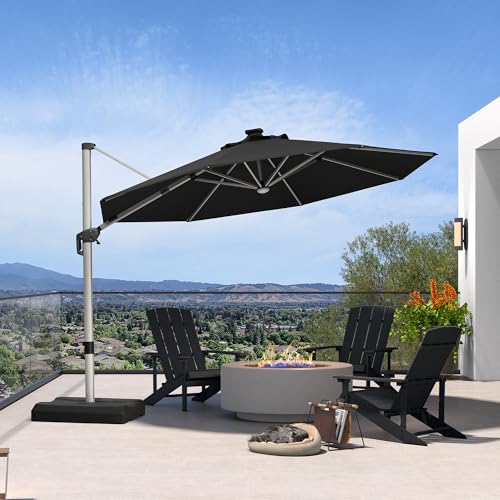 Patio Umbrella with Base Included 11ft Solar LED Light