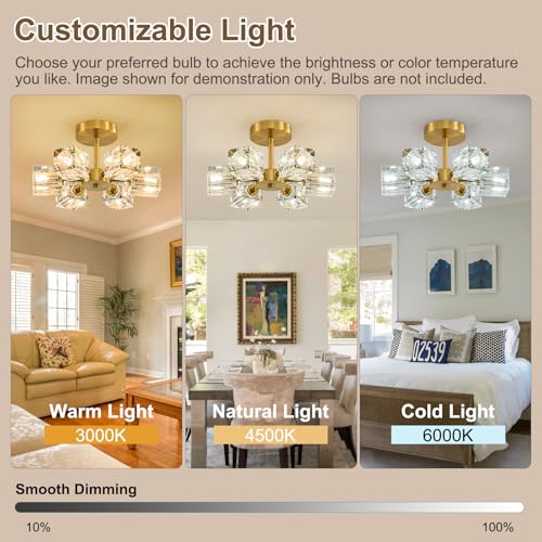 Sputnik Crystal Semi Flush Ceiling