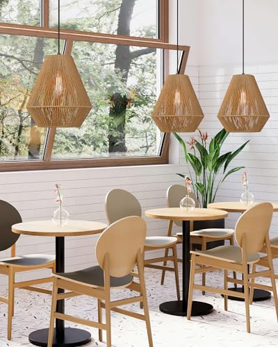Woven Pendant Lights Modern Boho Hanging Lamp with 12" Handwoven Rattan Basket Shade Adjustable Rustic Pendant Light Fixtures for Kitchen Island Farmhouse Dining Room Bar Bedroom Foyer Hallway