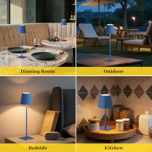 Cordless Rechargeable Table Lamp Navy 5000mAh Battery Operated Lamps (2 Count)