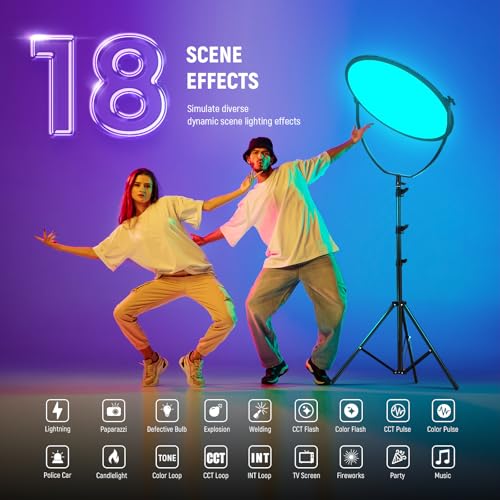 18" RGB LED Round Panel Video Light with APP Control
