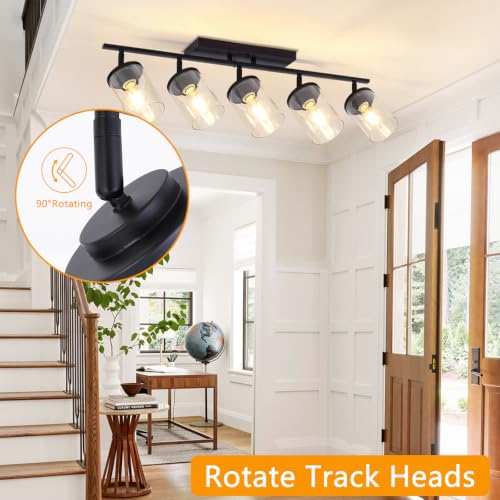 5 Lights Black Semi Flush Mount Ceiling Light Fixtures