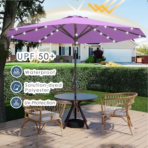 9FT Patio Umbrella with Solar Lights