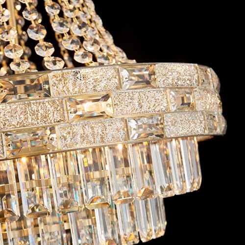 12 Light Gold Crystal Chandeliers