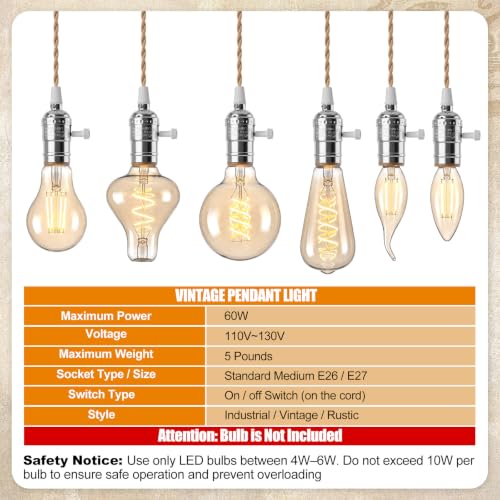 1 Pcs Pendant Light Sockets Cord Kit