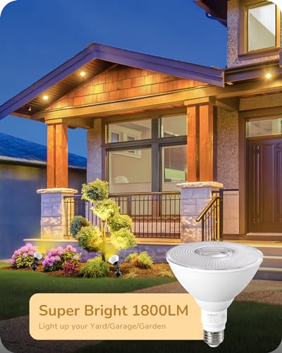 PAR38 LED Flood Light Bulbs Outdoor Dimmable 3000K 1800LM 4 Pack (4 Count)