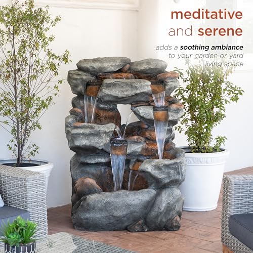 WIN1068 Outdoor Floor Rock Water Fountain with LED Lights