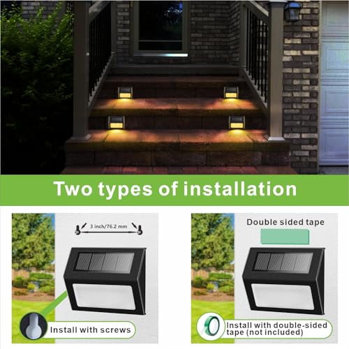 Warm White Solar Lights for Deck Step Fence (6 Count)