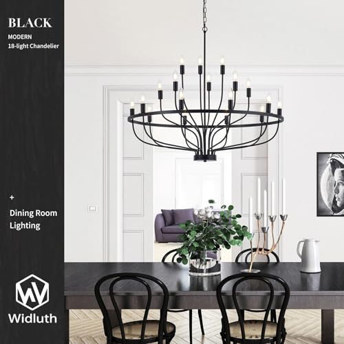 39.4" Large Black Chandelier