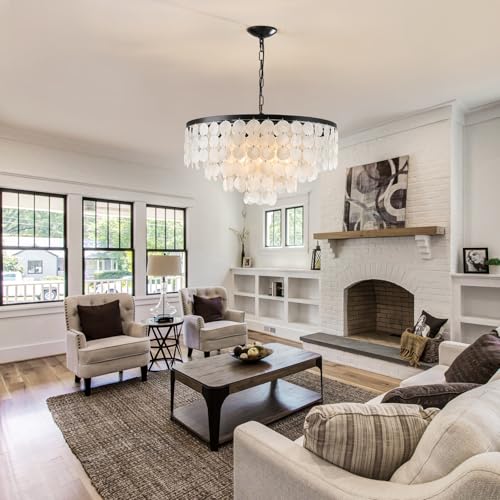 24" Coastal Capiz Shell Chandelier