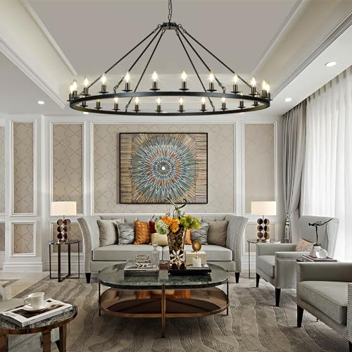 Black Wagon Wheel Chandelier 53