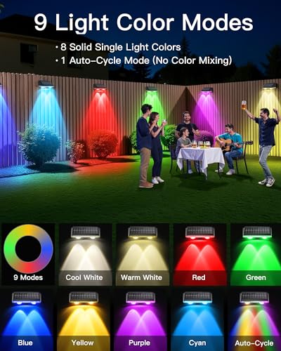 Solar Fence Lights Outdoor (12 Count)