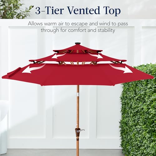 10ft 3 Tier Solar Patio Market Umbrella