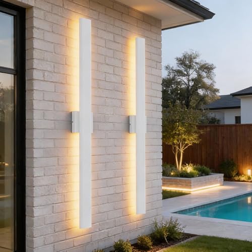 31.5" LED Outdoor White Wall Sconce (2 Count)