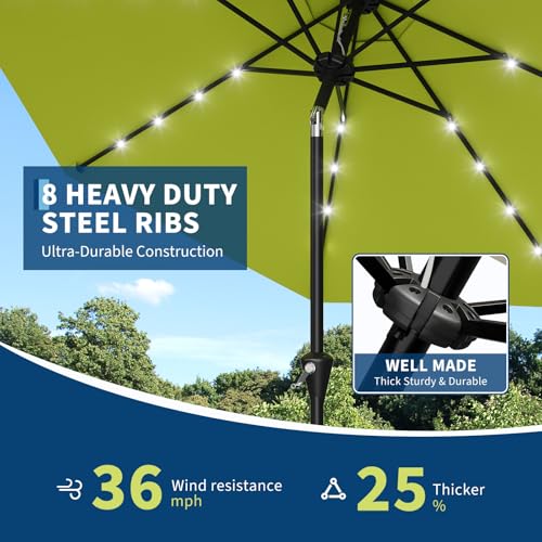 9FT Solar Patio Umbrella Outdoor Umbrella with 32 LED Lights