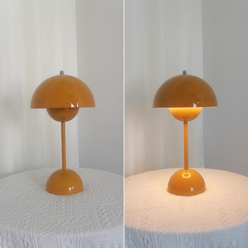 Modern Flower Bud Lamp 12" Cordless Touch Lamp Dimmable 2600mAh Rechargeable Desk Lamp Nordic Minimalist Mushroom Lamp Nightstand Bedside Lamp for Bedroom Living Room