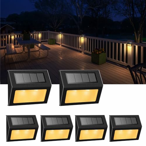 Warm White Solar Lights for Deck Step Fence (6 Count)