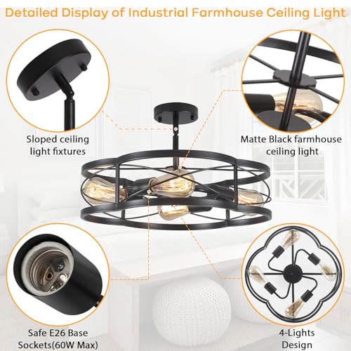 Black Semi Flush Mount Ceiling Lights