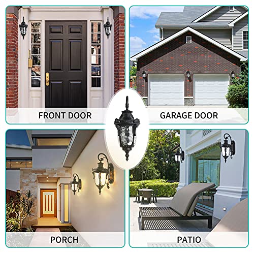 16.93” Outdoor Wall Light Fixture Black Exterior Wall Lantern