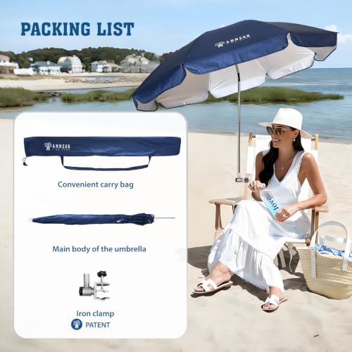 Chair Umbrella with Universal Clamp Adjustable 47 inches and 360° Swivel & UPF 50+ Protection Portable Sun Umbrella