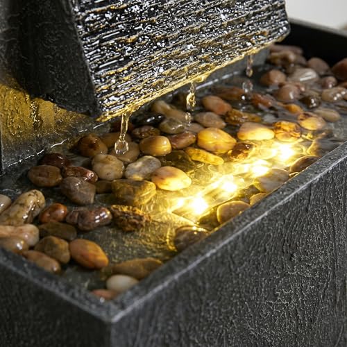 38.6" Tall Outdoor Water Fountain with LED Lights
