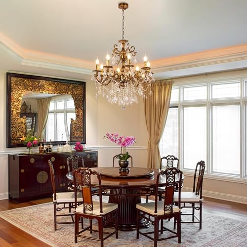 Crystal Chandeliers 28" Vintage Antique Bronze Chandelier