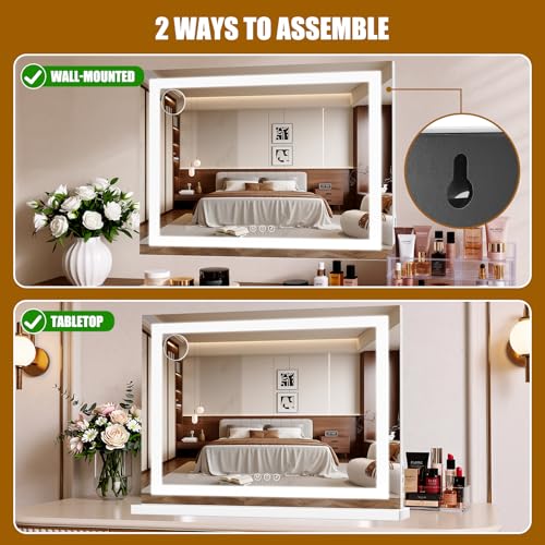 Vanity Mirror with Lights 28"x20"