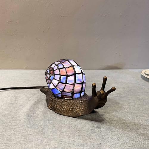 L10976 Purple Land Snail Tiffany Style Stained Glass Accent Lamp