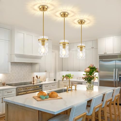 2 Pack Gold Pendant Lights Kitchen Island Modern Hanging Light Fixture (2 Count)