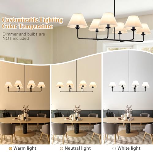 63.4"Modern Linear Chandelier with Fabric Shade