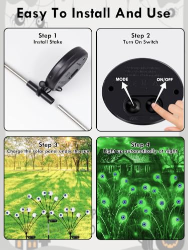 6 Pack Solar Halloween Decorations Outdoor 36 LED Solar Eyeball Lights (6 Count)