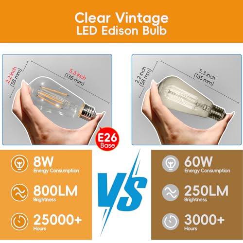 Edison Bulbs E26 LED Bulb 60 Watt Equivalent