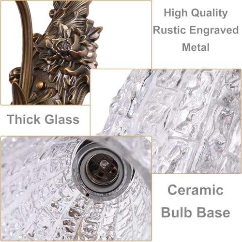 Rustic Glass Wall Sconce Vintage Antique Gothic Bronze Wall Light Fixture Retro Mid Centry Glass Wall Sconce for Bedroom
