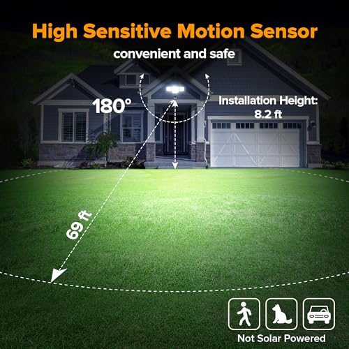80W 9000LM LED Security Lights Motion Sensor Outdoor Lights (2 Count)