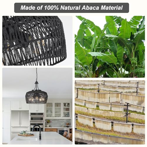 Black Rattan Chandeliers for Dining Room