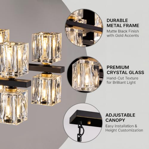 20 Light Linear Crystal Chandelier for Dining Room Kitchen Island 32inch