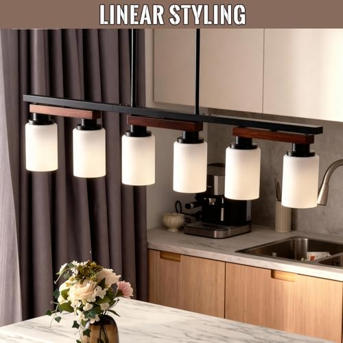 6 Light Black Linear Chandelier