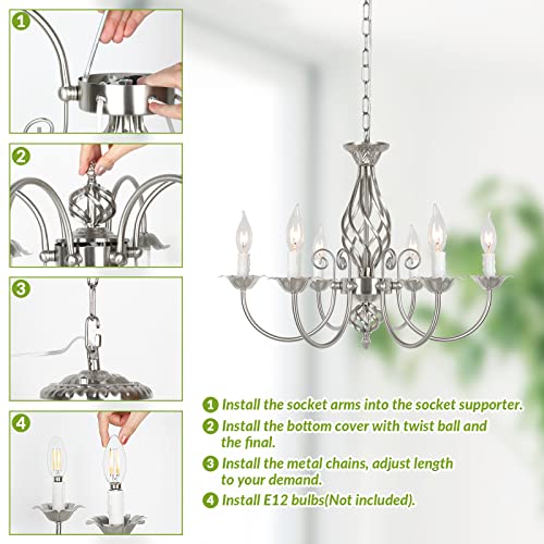 6 Light Farmhouse Candle Chandelier for Dining Room