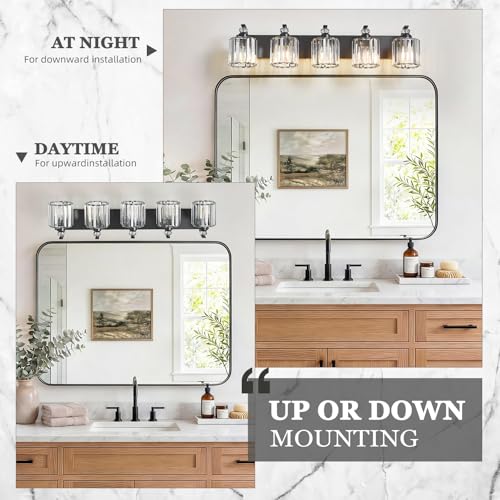 5 Light Black Bathroom Light Fixture Modern Vanity Lights Over Mirror Vintage Wall Sconce Lighting for Bathroom