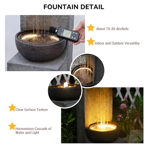 34h Modern Outdoor Water Fountain with Rain Curtain